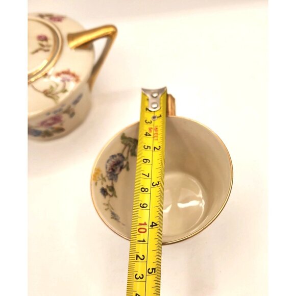 Vtg Limoges France Lidded Sugar, Creamer, 2 Cups Haviland, Charles Field Rosario - Picture 10 of 16